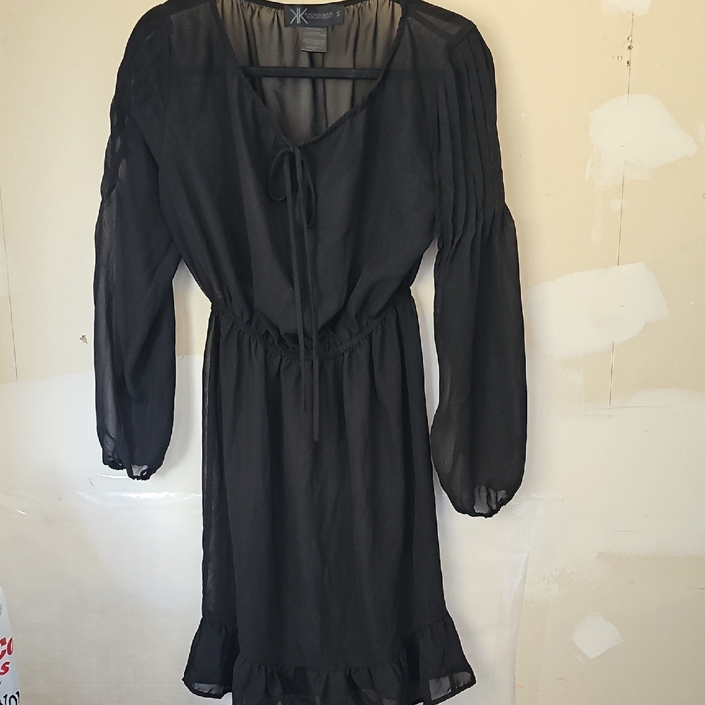 Kardashian Kollection Black Ruffled V-neck Chemise